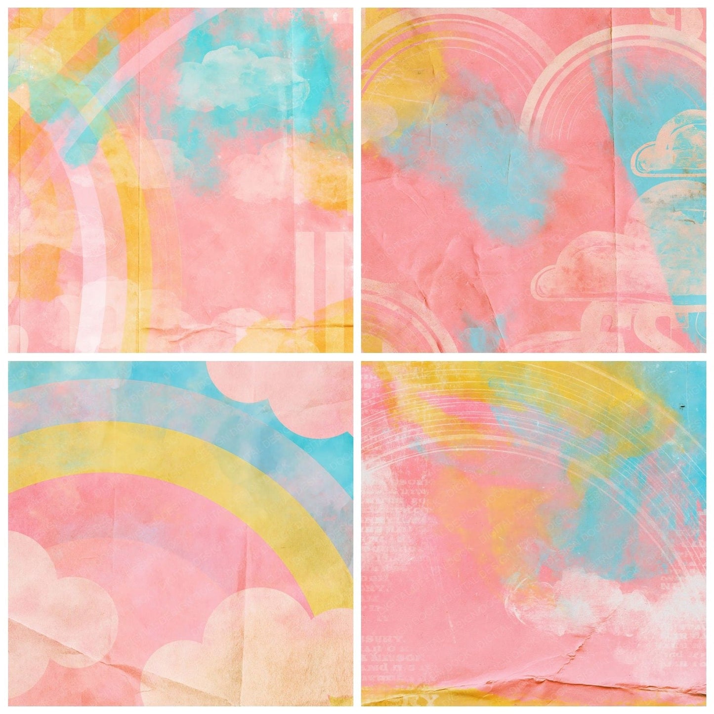 Rainbow Pastel Pink Sky Digital Paper Pack (DDD016852)