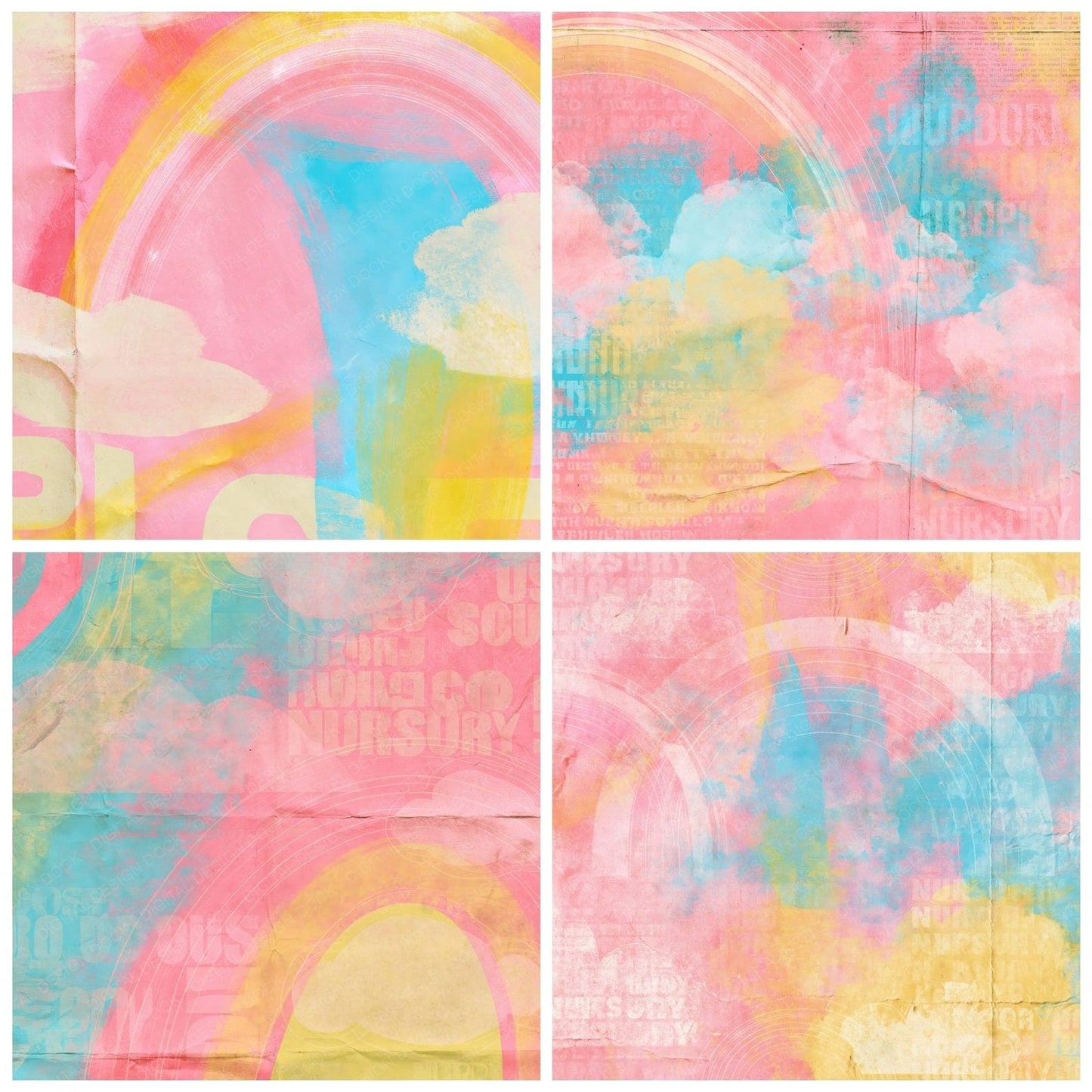 Rainbow Pastel Pink Sky Digital Paper Pack (DDD016852)