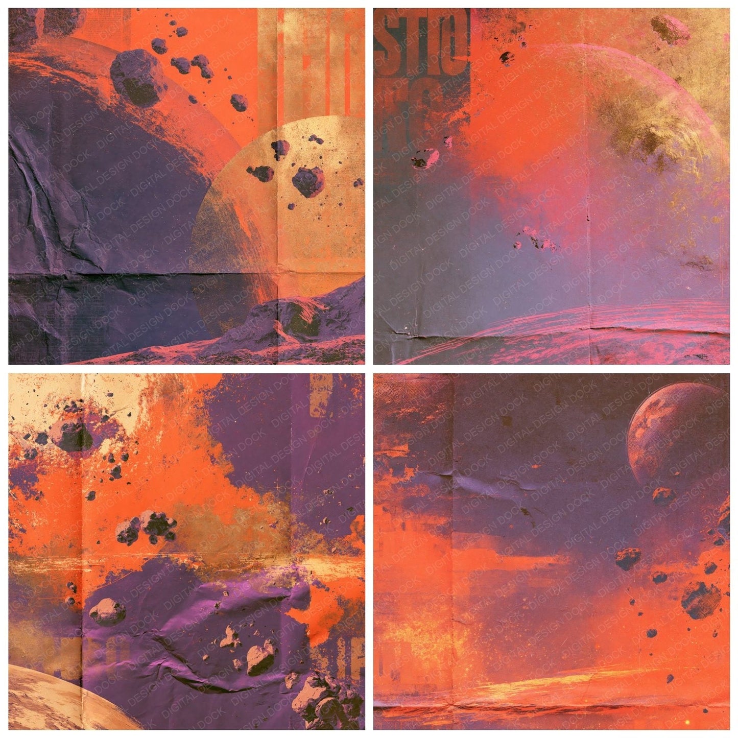 Sci Fi Alien Purple Tangerine Digital Paper Pack (DDD016856)