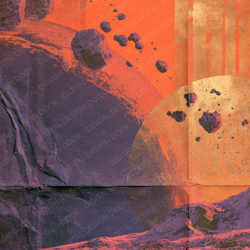 Sci Fi Alien Purple Tangerine Digital Paper Pack (DDD016856)