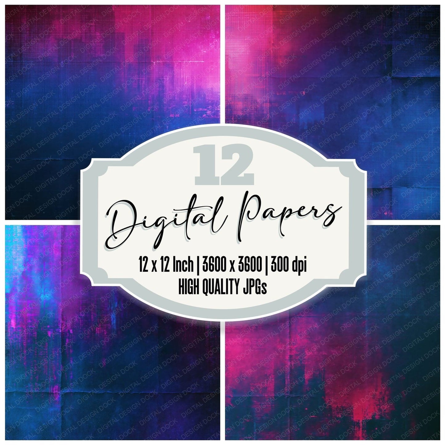 Sci Fi Cyberpunk Violet Cyan Digital Paper Pack (DDD016858)