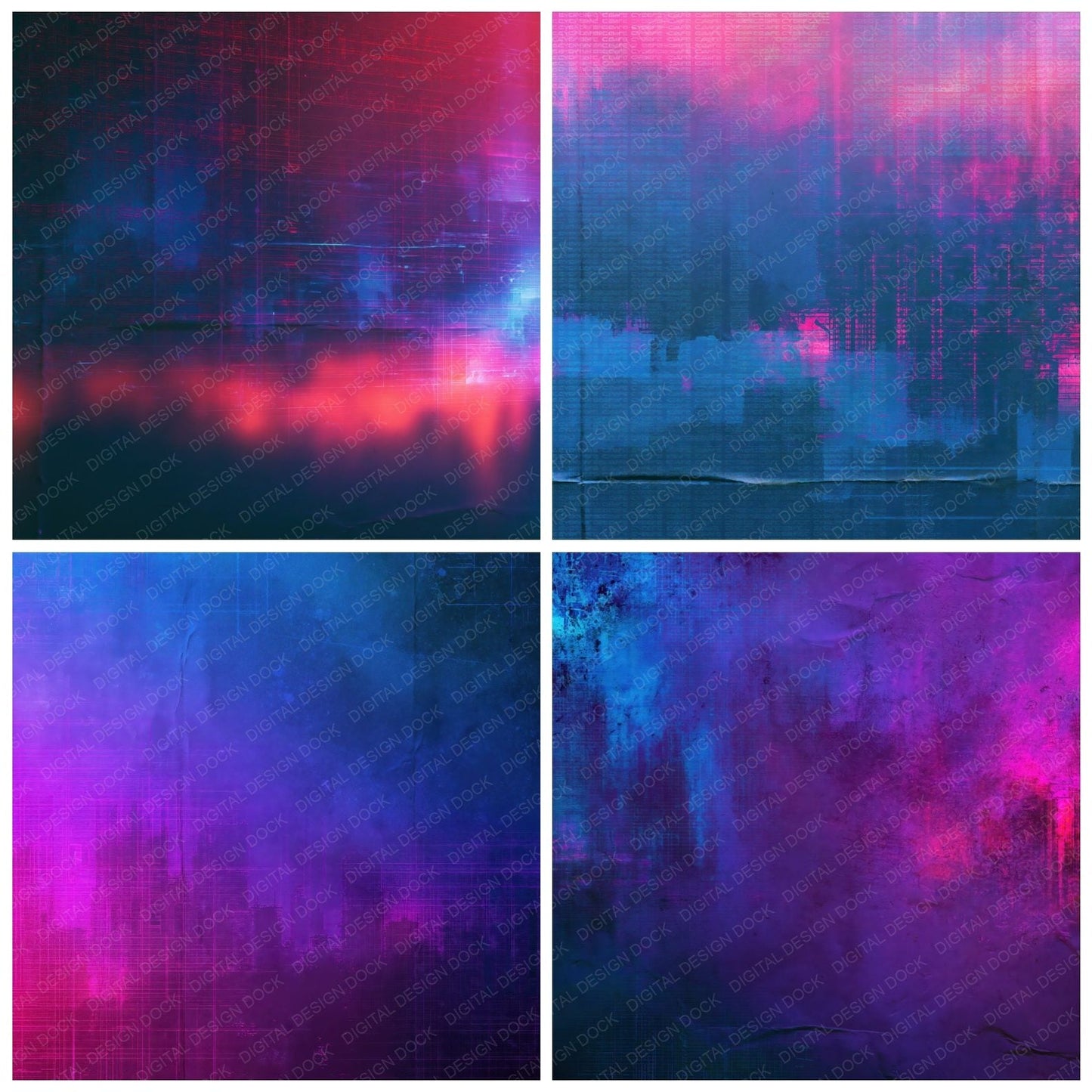 Sci Fi Cyberpunk Violet Cyan Digital Paper Pack (DDD016858)