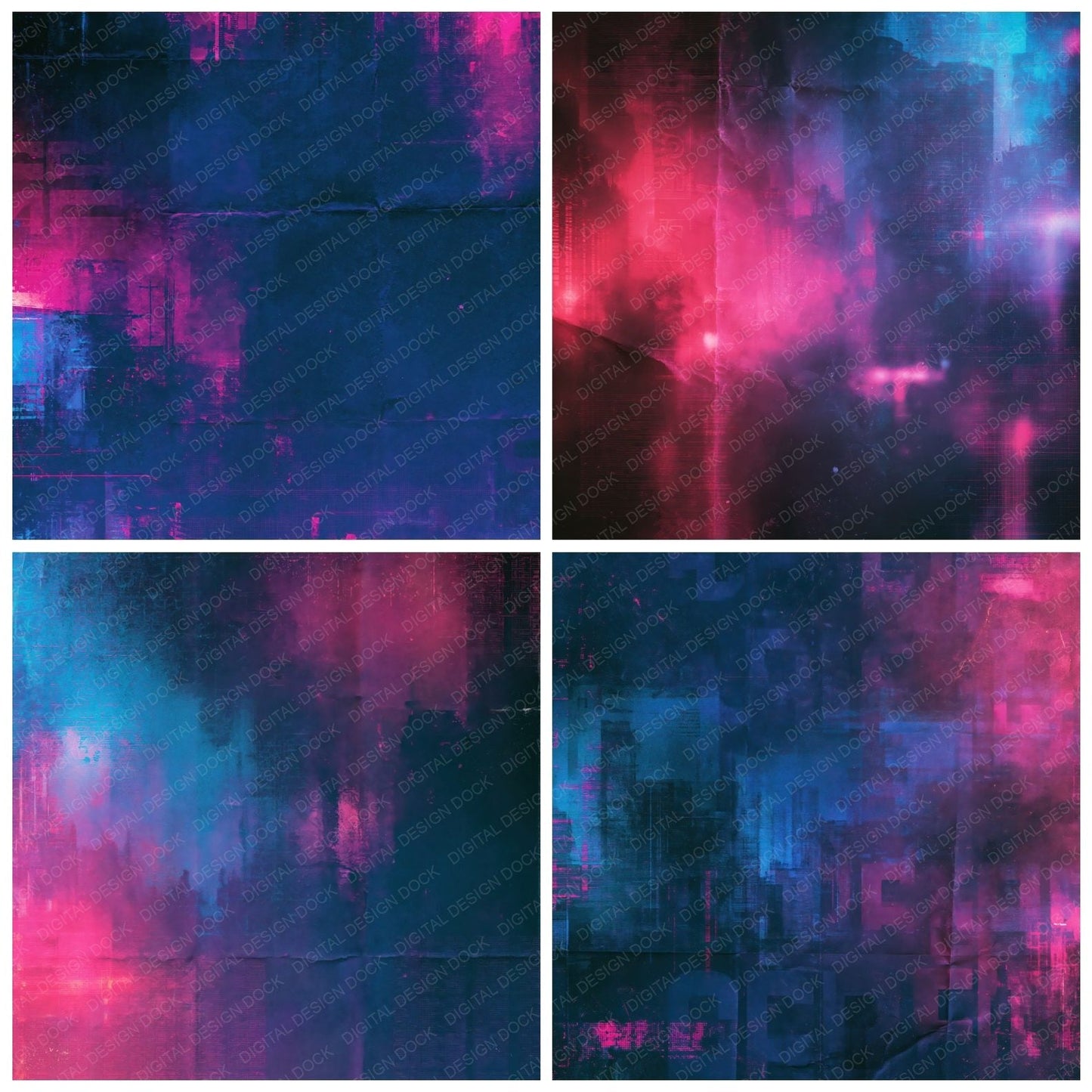 Sci Fi Cyberpunk Violet Cyan Digital Paper Pack (DDD016858)