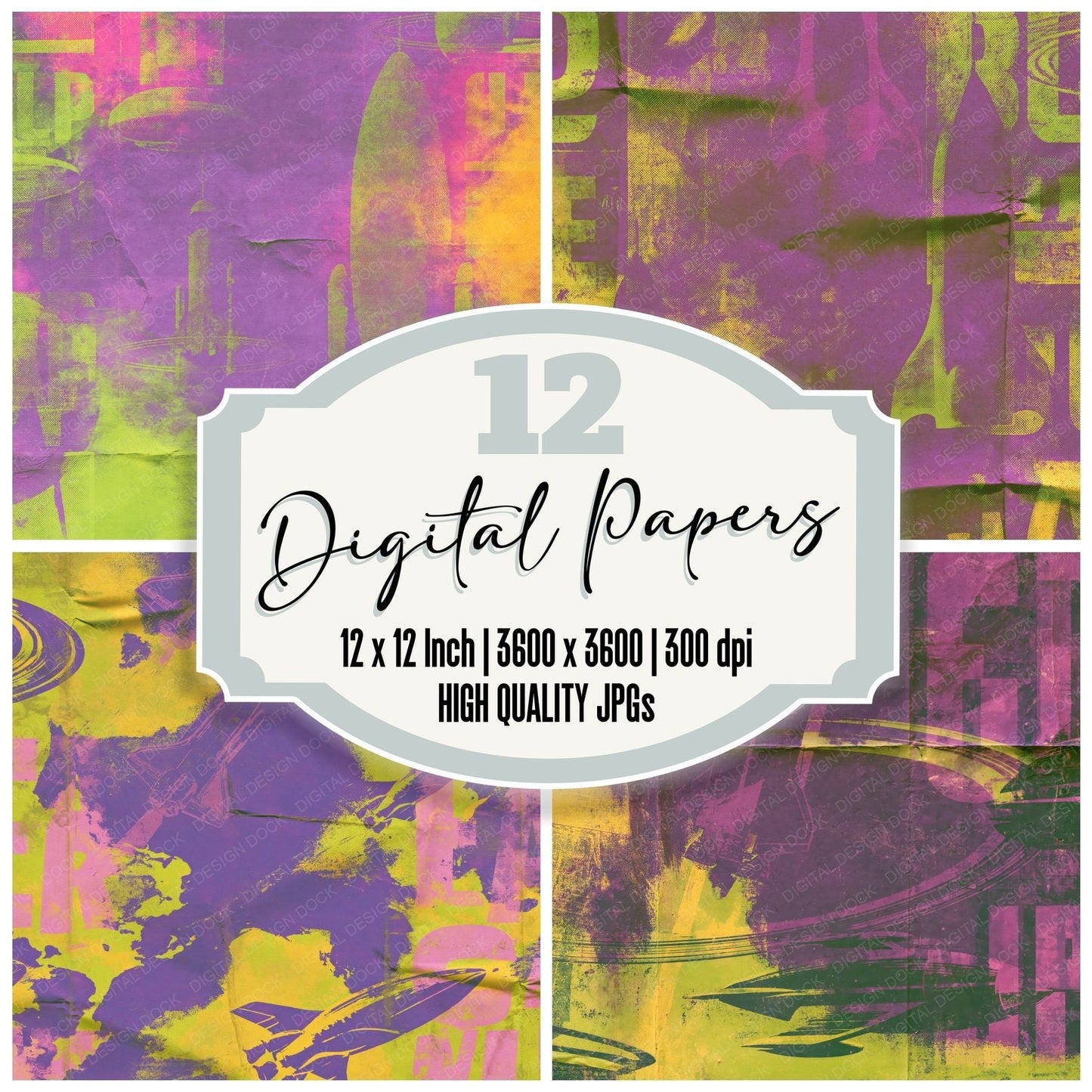 Sci Fi Rocket Purple Lime Digital Paper Pack (DDD016862)