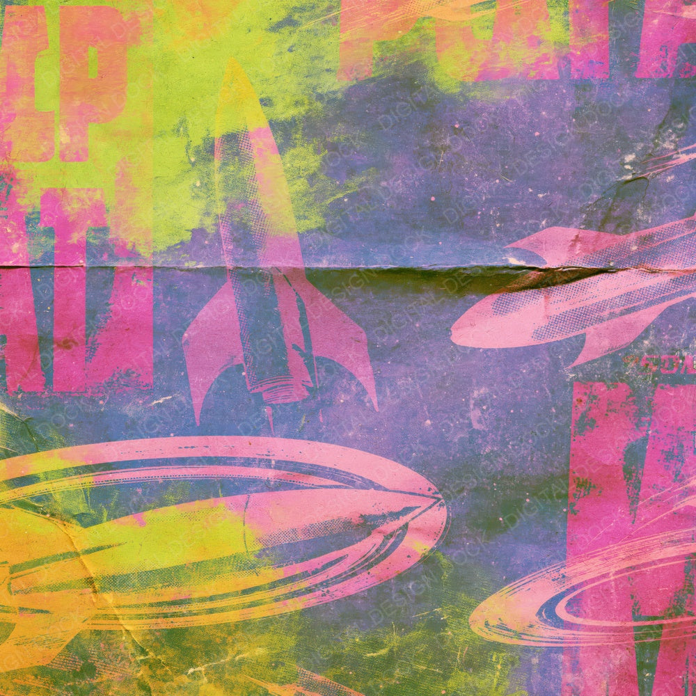 Sci Fi Rocket Purple Lime Digital Paper Pack (DDD016862)