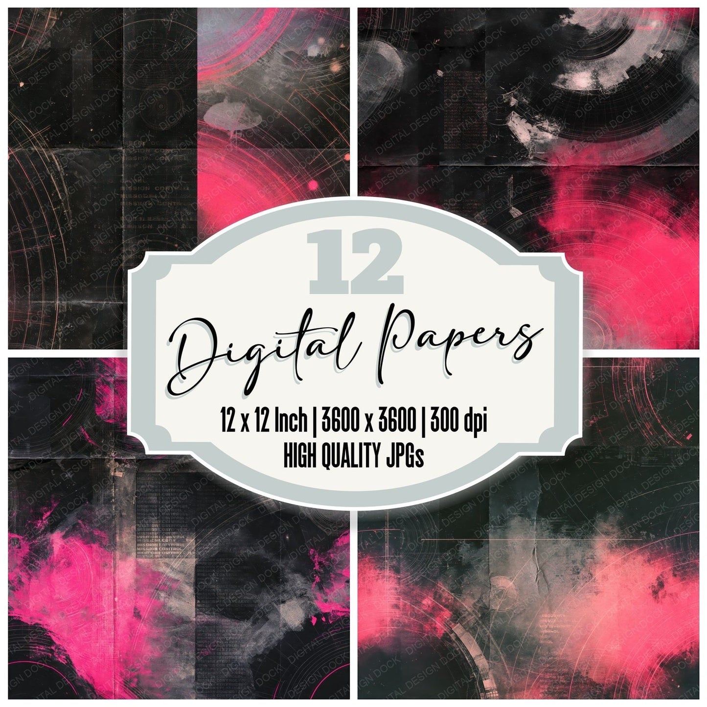 Sci Fi Space Station Void Pink Seamless Digital Paper Pack (DDD016864)