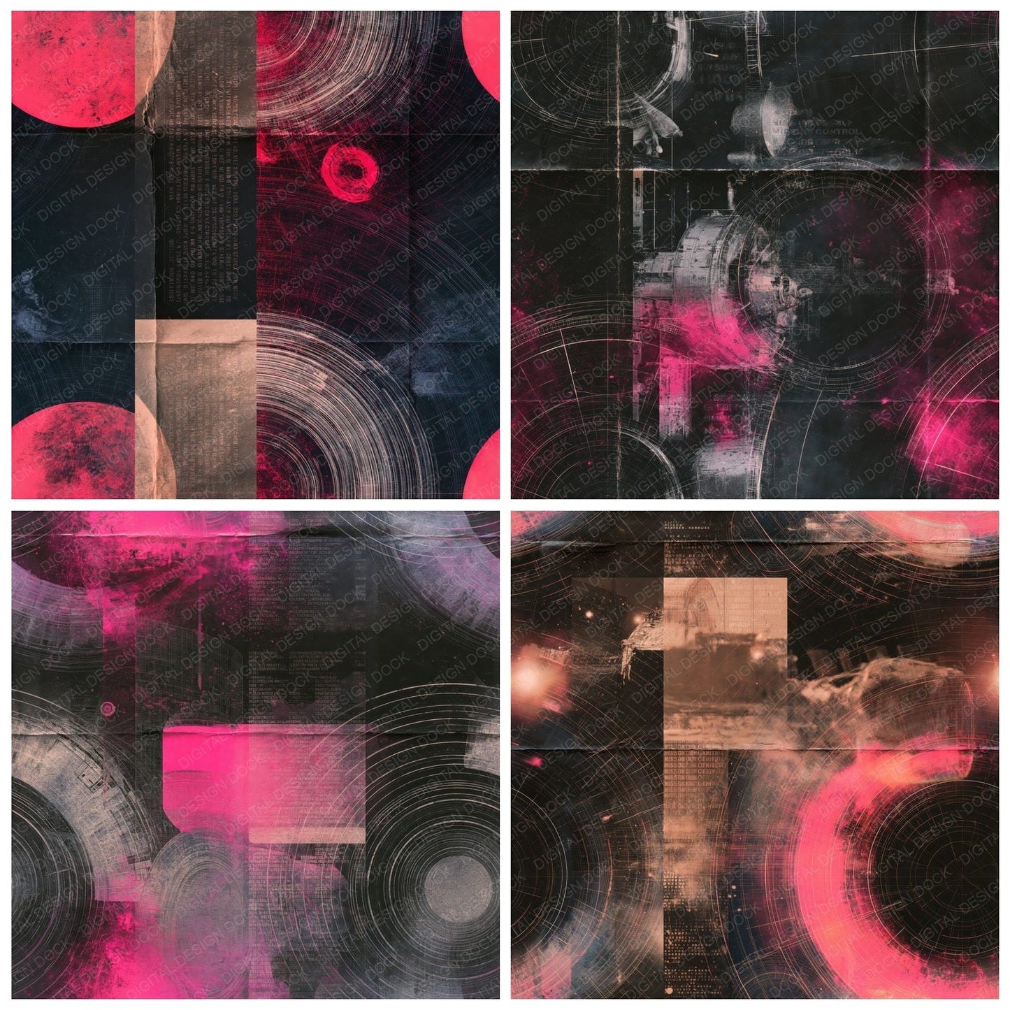 Sci Fi Space Station Void Pink Seamless Digital Paper Pack (DDD016864)