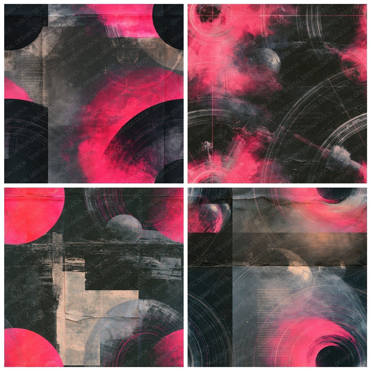 Sci Fi Space Station Void Pink Seamless Digital Paper Pack (DDD016864)