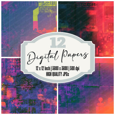 80s Arcade Purple Lime Digital Paper Pack (DDD016865)