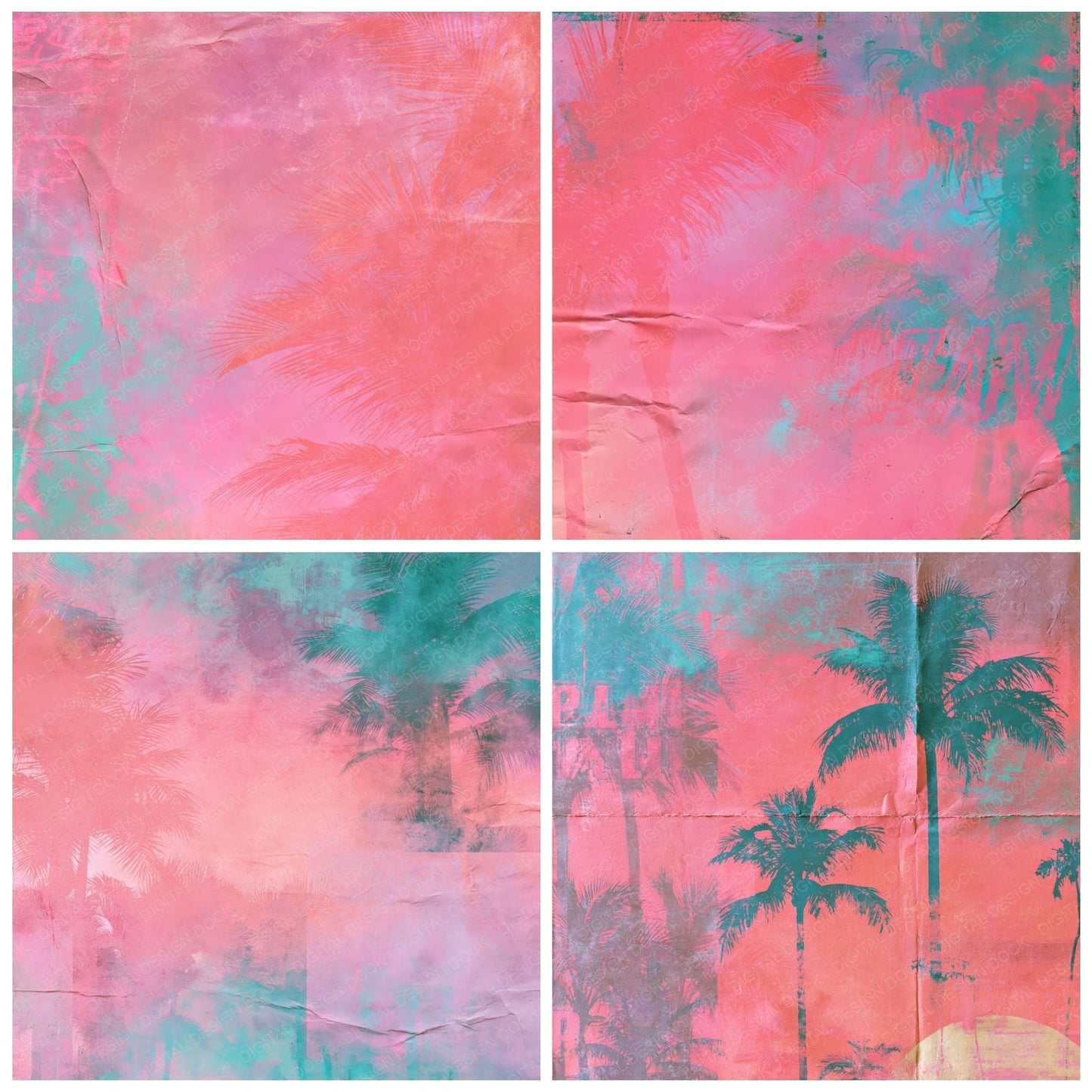 80s Miami Vice Flamingo Teal Digital Paper Pack (DDD016867)