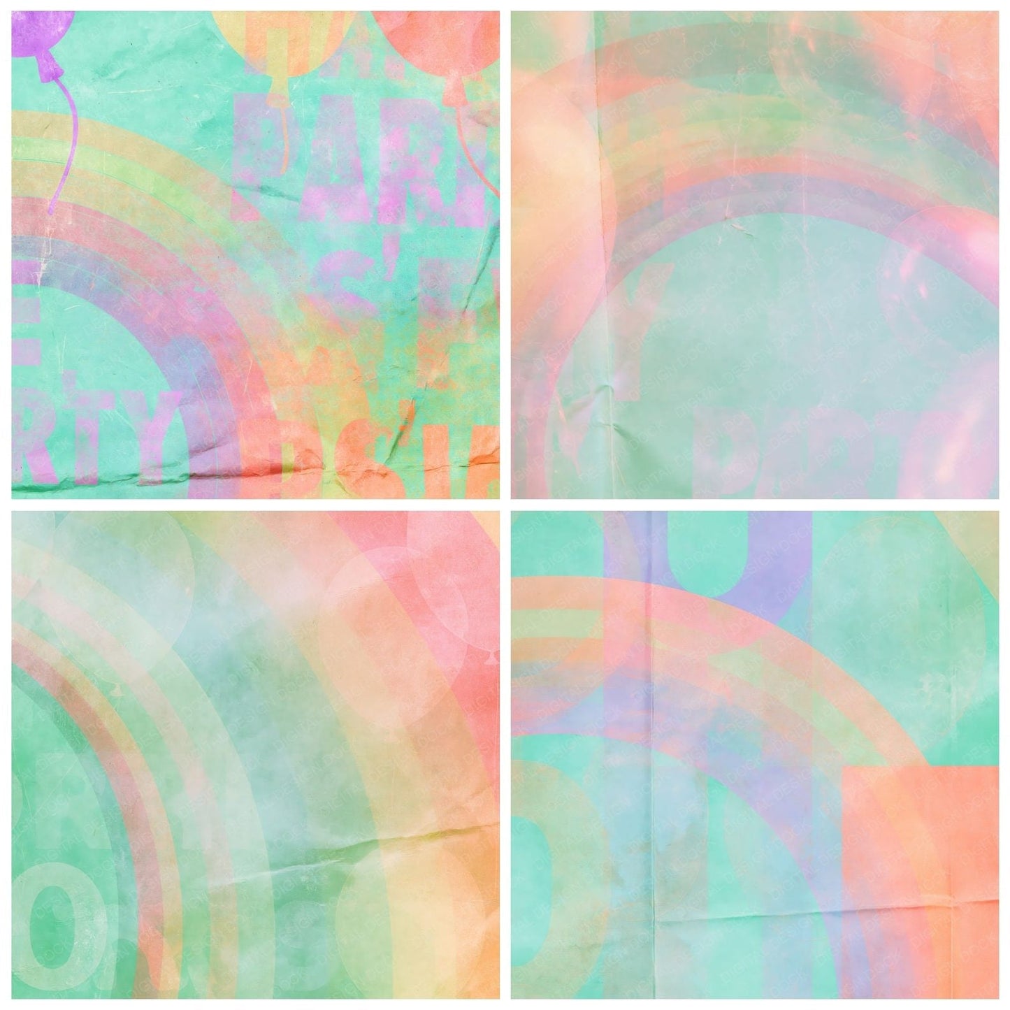 Rainbow Balloon Mint Lilac Digital Paper Pack (DDD016869)