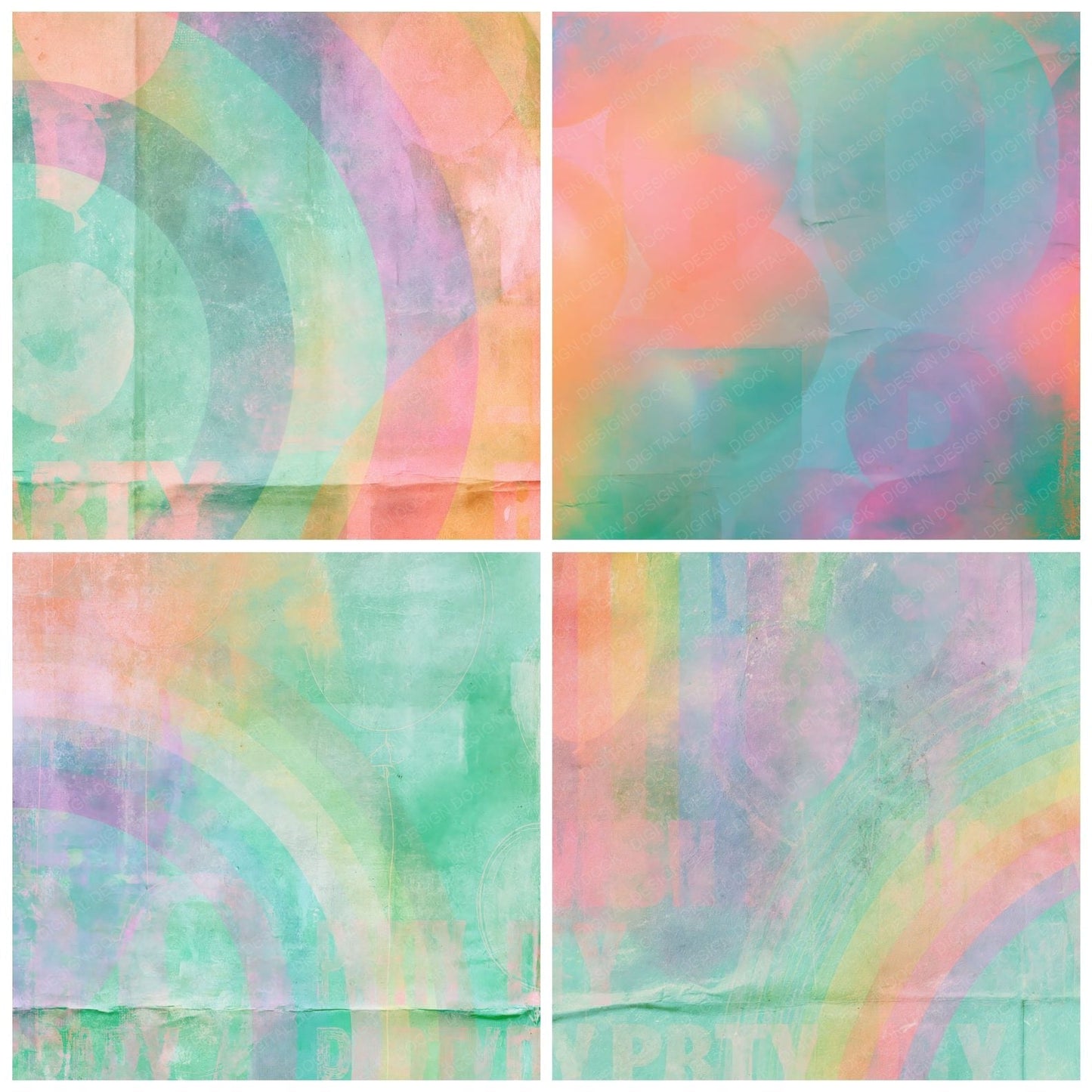 Rainbow Balloon Mint Lilac Digital Paper Pack (DDD016869)