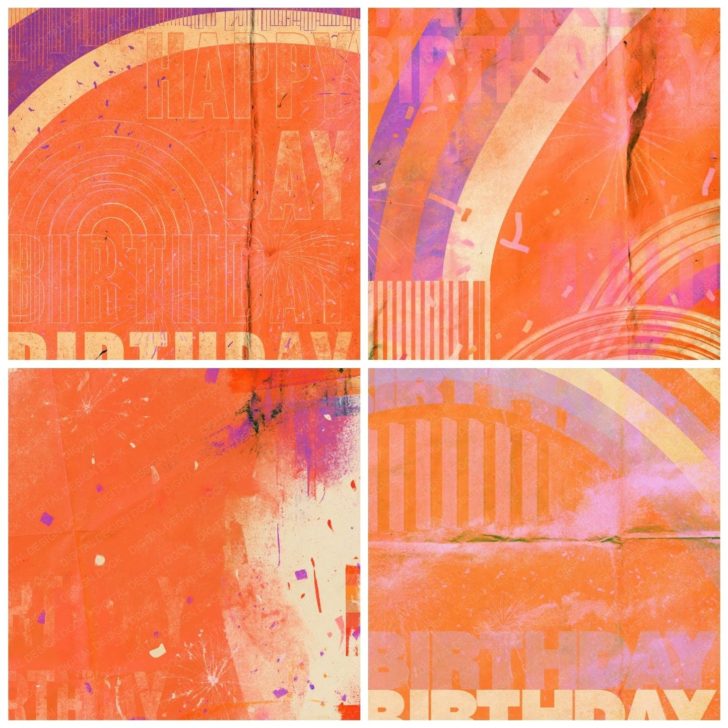 Rainbow Confetti Orange Violet Digital Paper Pack (DDD016870)