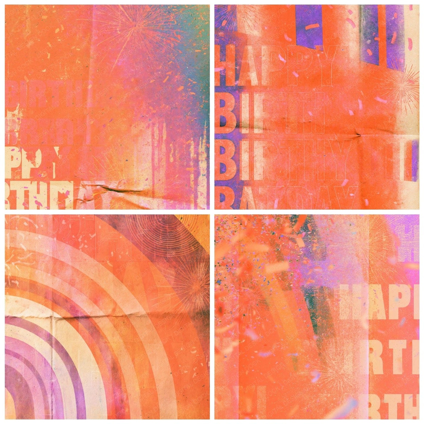Rainbow Confetti Orange Violet Digital Paper Pack (DDD016870)