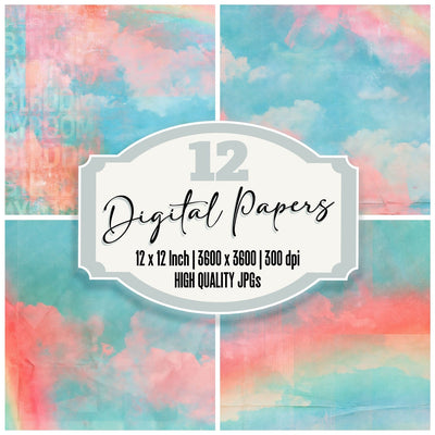 Rainbow Diamond Sky Coral Digital Paper Pack (DDD016871)