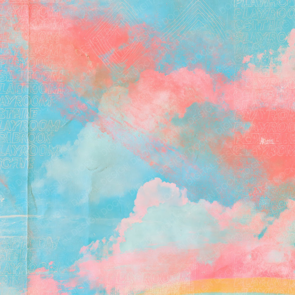 Single Rainbow Diamond Sky Coral digital paper shown full size