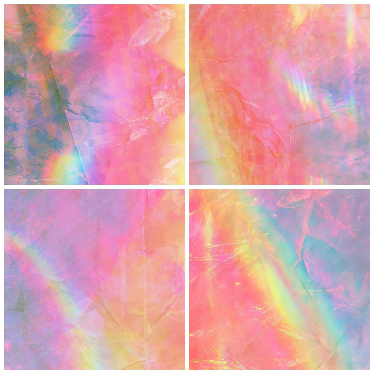 Four Rainbow Prism Lavender Rose digital papers from the pack shown in a grid