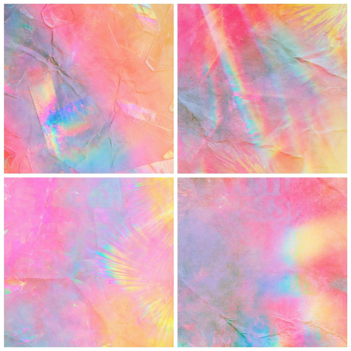 Four more Rainbow Prism Lavender Rose digital papers from the pack shown in a grid