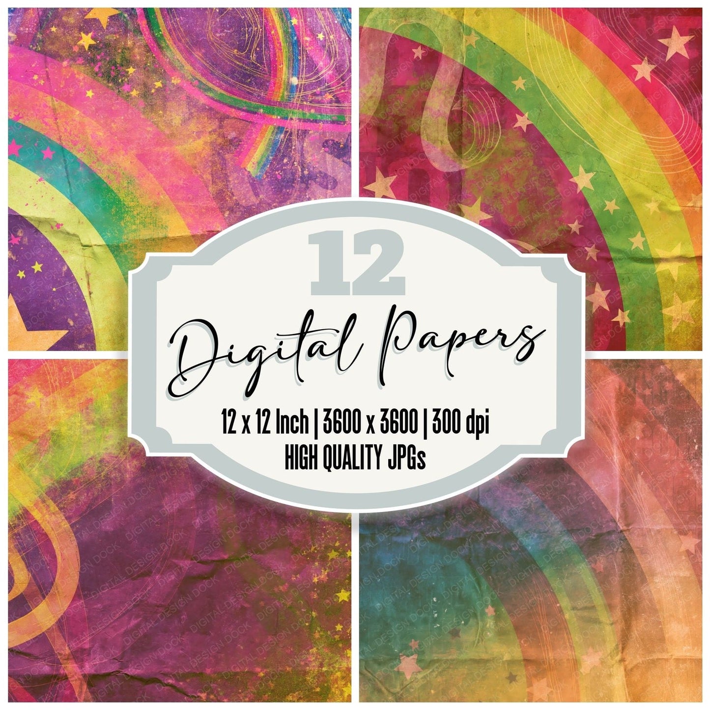 Rainbow Ribbon Aubergine Lime Digital Paper Pack (DDD016874)