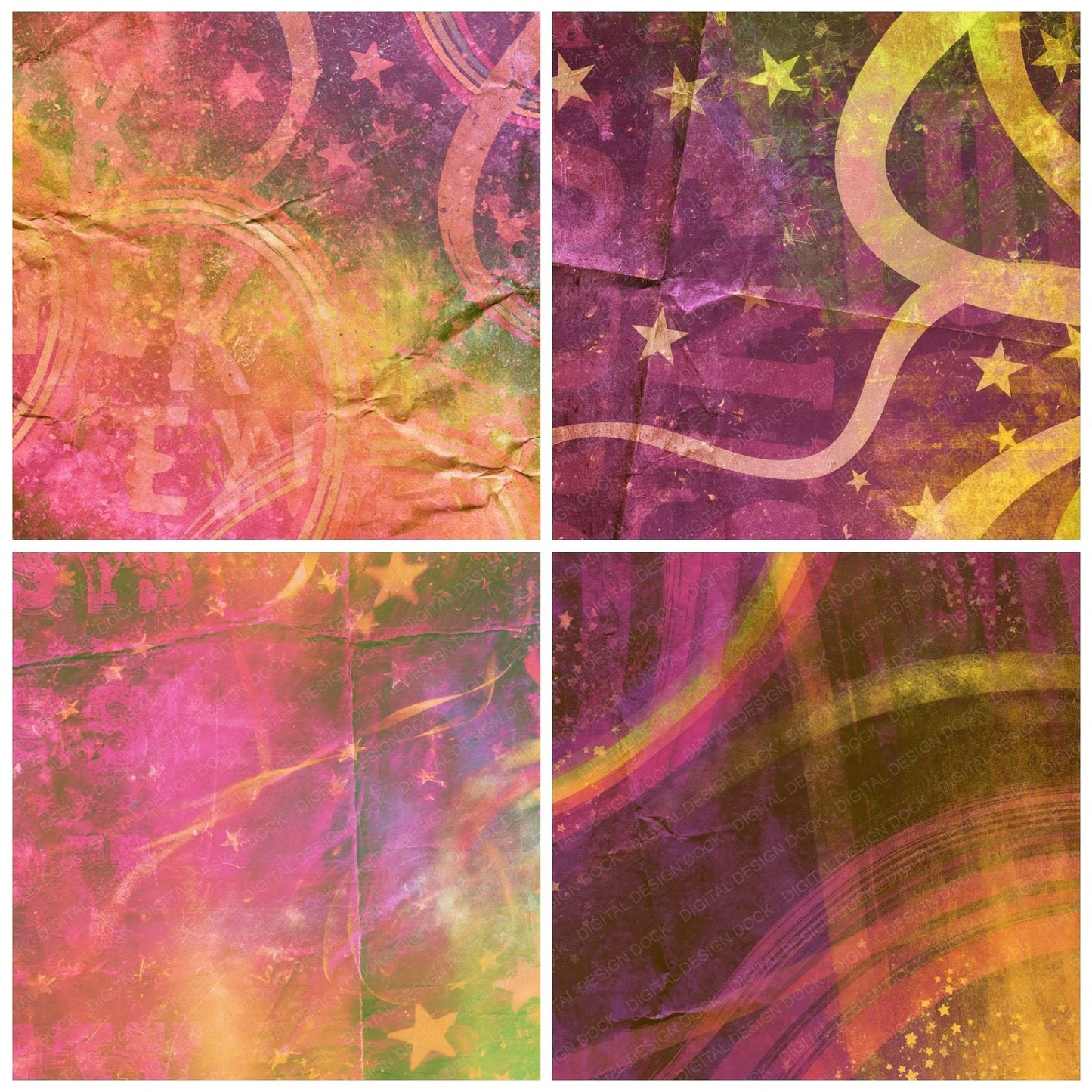 Rainbow Ribbon Aubergine Lime Digital Paper Pack (DDD016874)