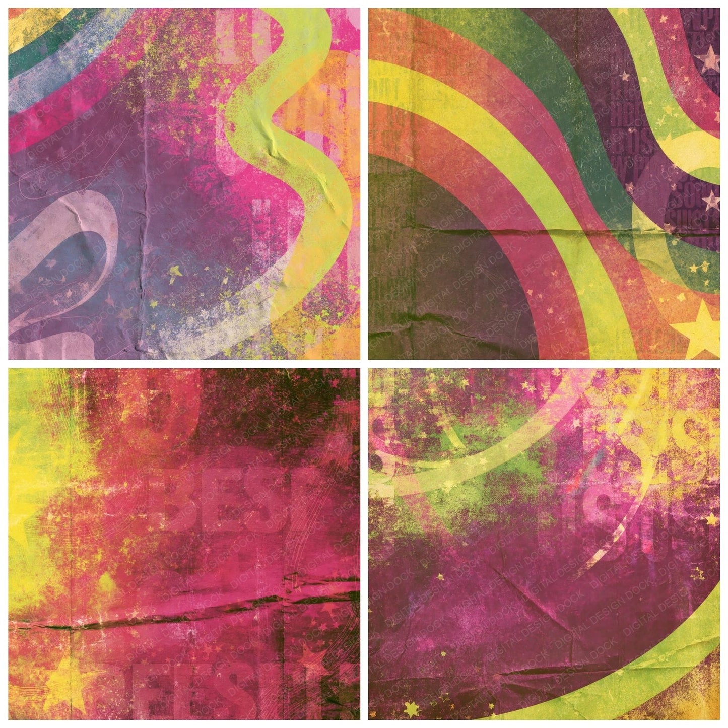 Rainbow Ribbon Aubergine Lime Digital Paper Pack (DDD016874)