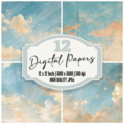 Sky Cumulus Blue Apricot Digital Paper Pack (DDD016876)