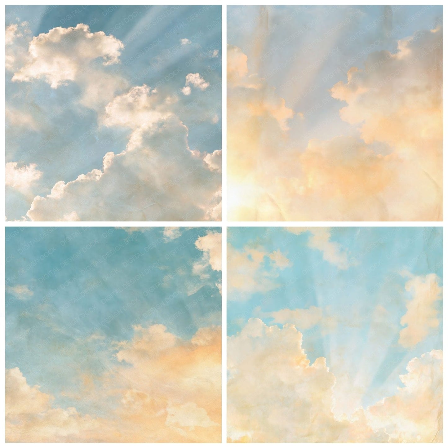 Sky Cumulus Blue Apricot Digital Paper Pack (DDD016876)
