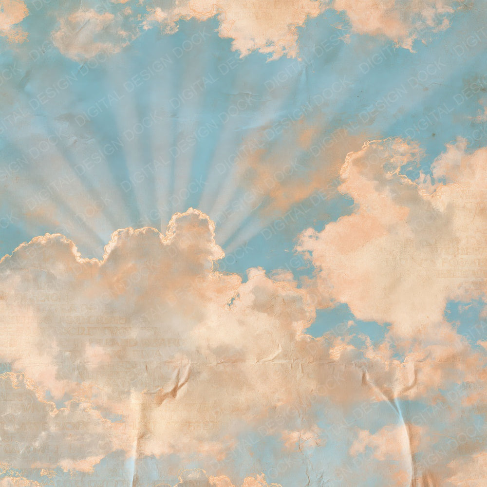 Sky Cumulus Blue Apricot Digital Paper Pack (DDD016876)