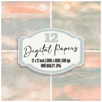 Sky Misty Sage Coral Seamless Digital Paper Pack (DDD016877)