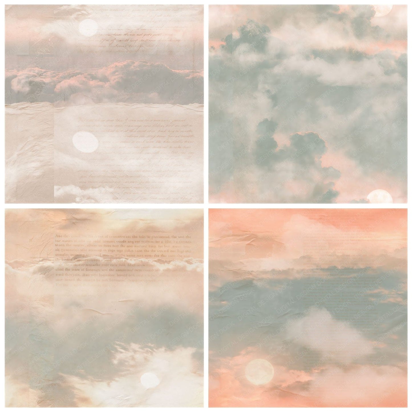 Sky Misty Sage Coral Seamless Digital Paper Pack (DDD016877)