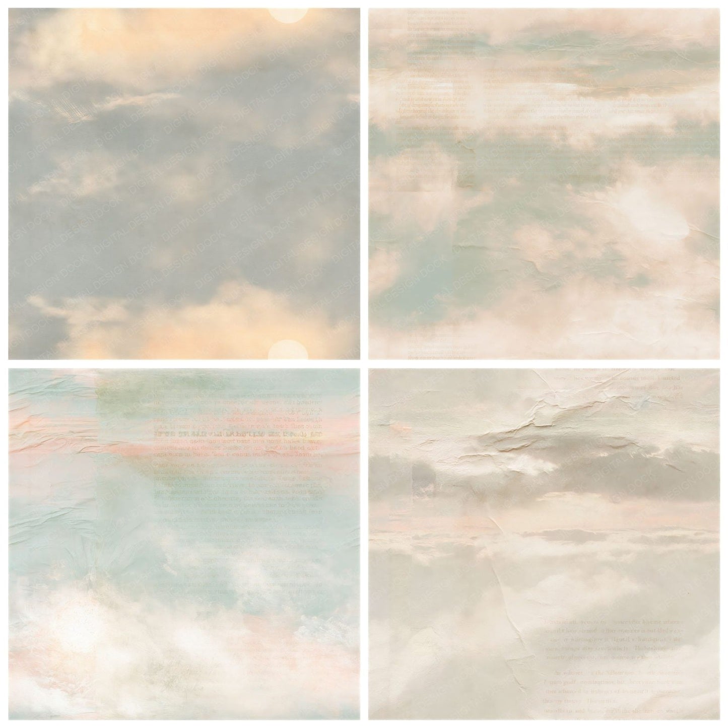 Sky Misty Sage Coral Seamless Digital Paper Pack (DDD016877)