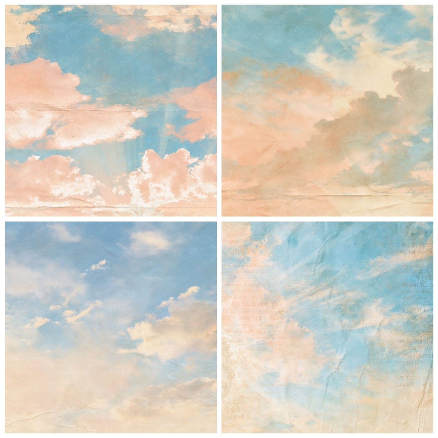 Sky Morning Peach Blue Digital Paper Pack (DDD016878)
