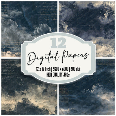 Sky Night Indigo Silver Digital Paper Pack (DDD016879)