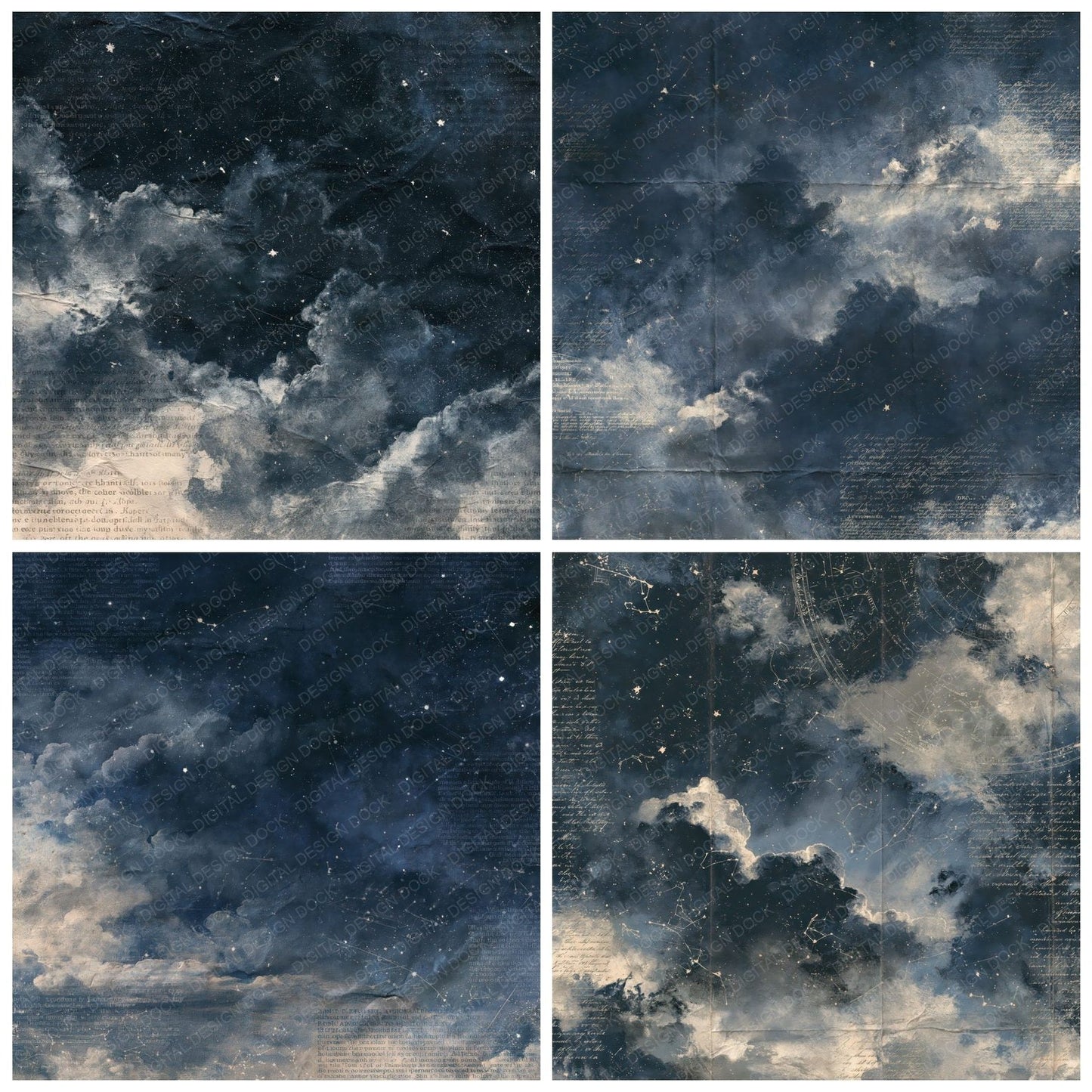 Sky Night Indigo Silver Digital Paper Pack (DDD016879)