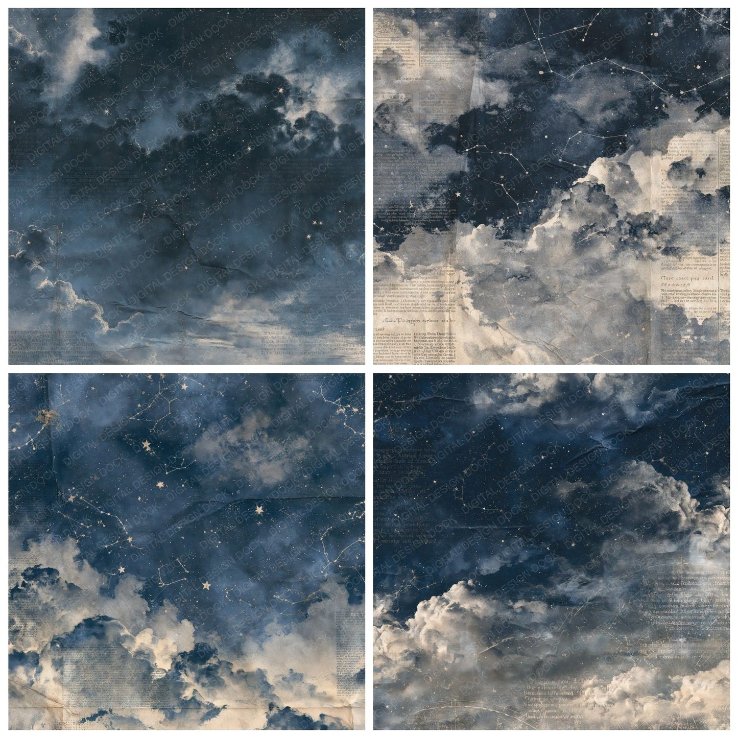 Sky Night Indigo Silver Digital Paper Pack (DDD016879)