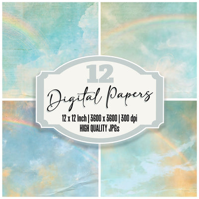 Sky Rainbow Blue Honey Digital Paper Pack (DDD016880)