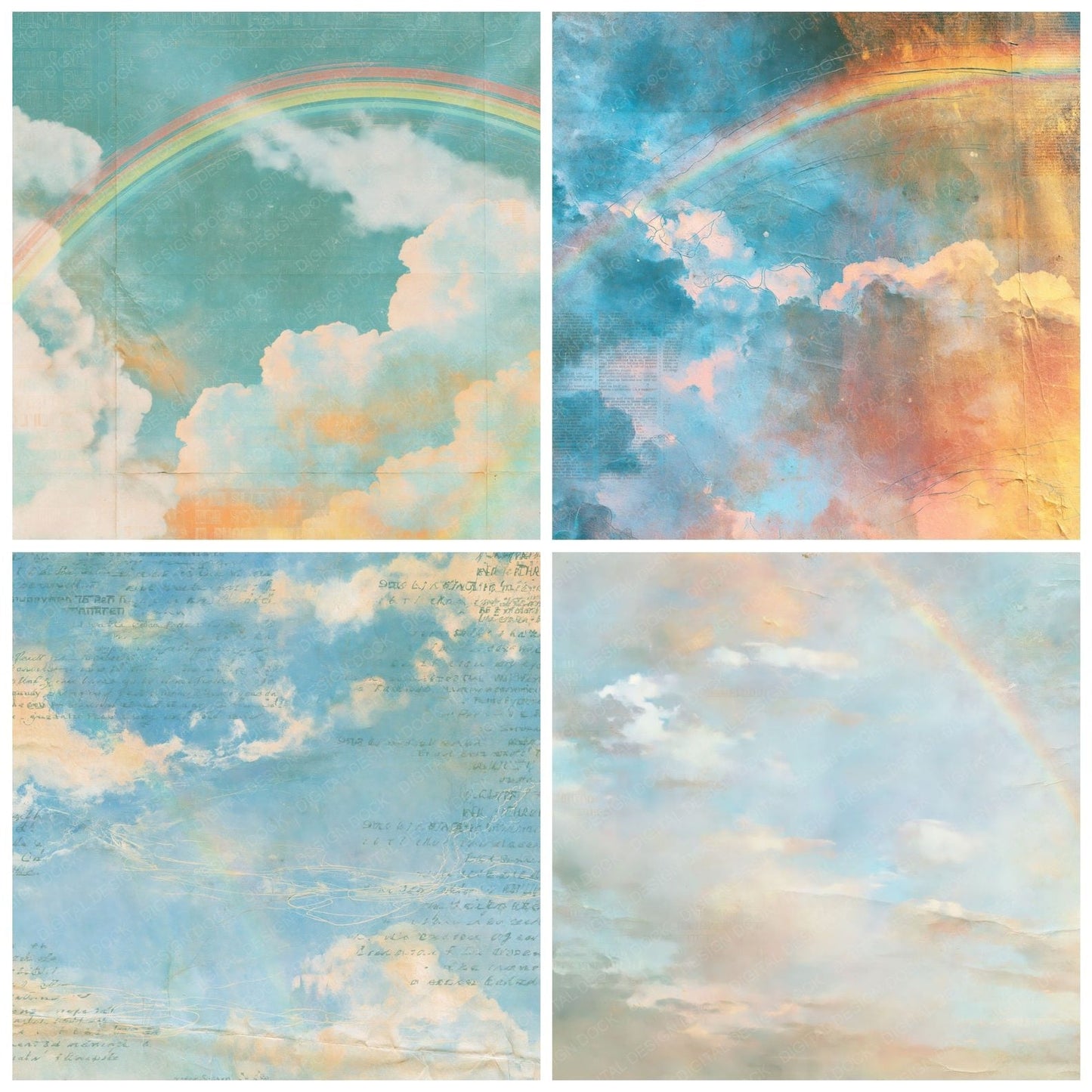 Sky Rainbow Blue Honey Digital Paper Pack (DDD016880)