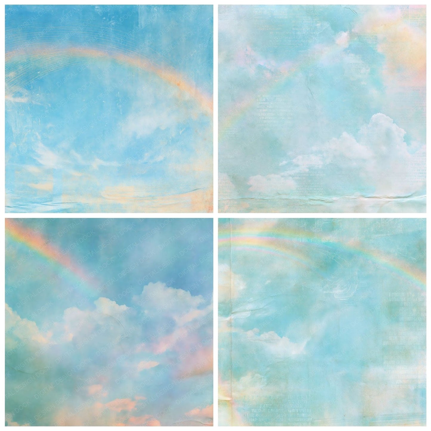 Sky Rainbow Blue Honey Digital Paper Pack (DDD016880)
