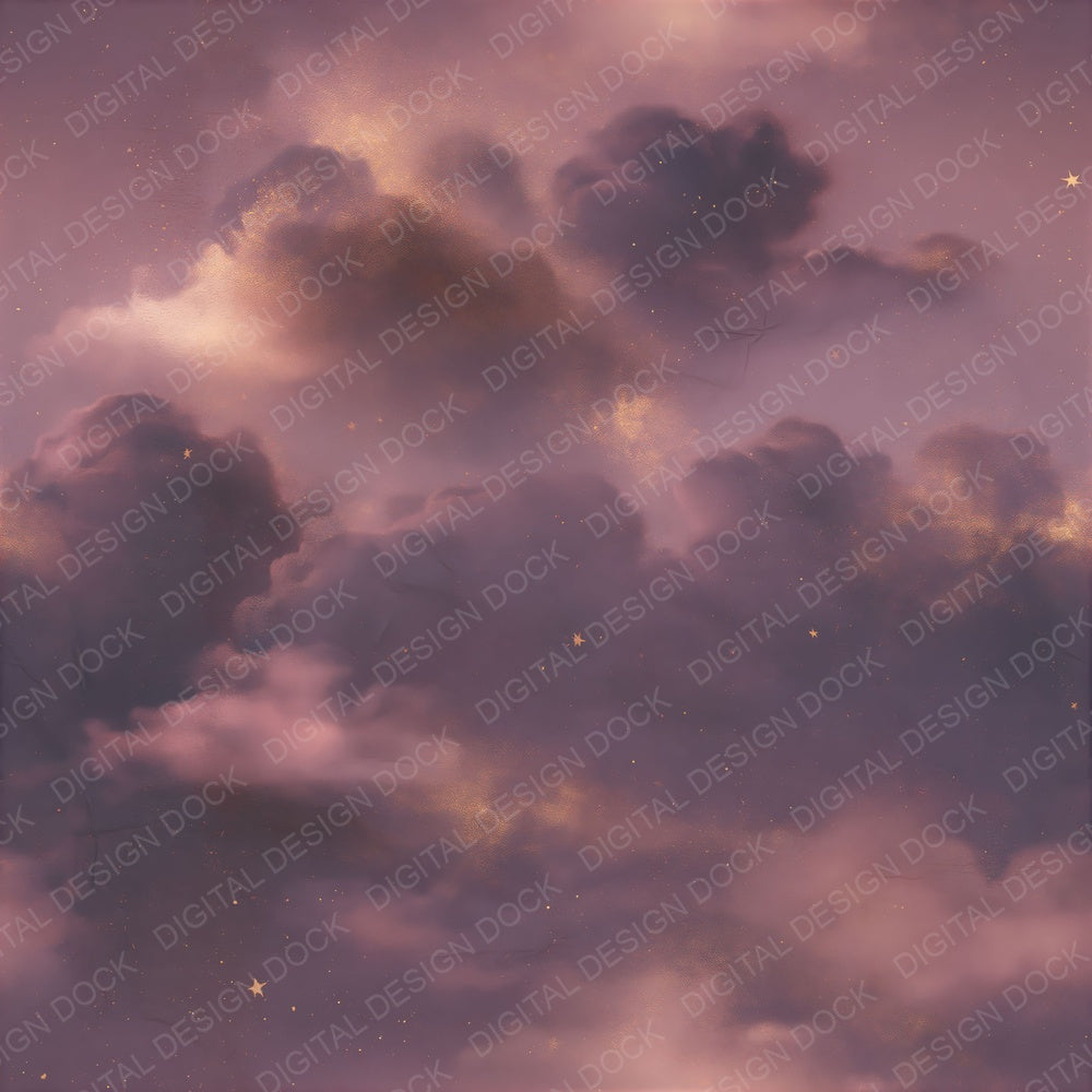 Another Sky Twilight Violet Gold Seamless digital paper shown full size