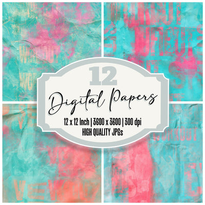 80s Aerobics Turquoise Magenta Seamless Digital Paper Pack (DDD016885)