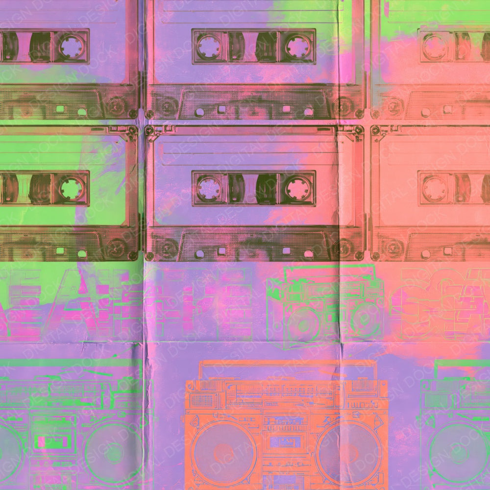 80s Cassette Purple Lime Digital Paper Pack (DDD016887)