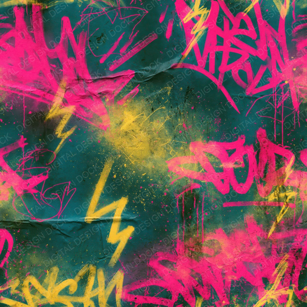 80s Graffiti Teal Pink Digital Paper Pack (DDD016888)