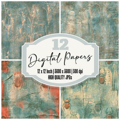 Egypt Scarab Nile Terracotta Seamless Digital Paper Pack (DDD016898)