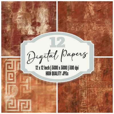 Greek Amphora Terracotta Bronze Seamless Digital Paper Pack (DDD016899)