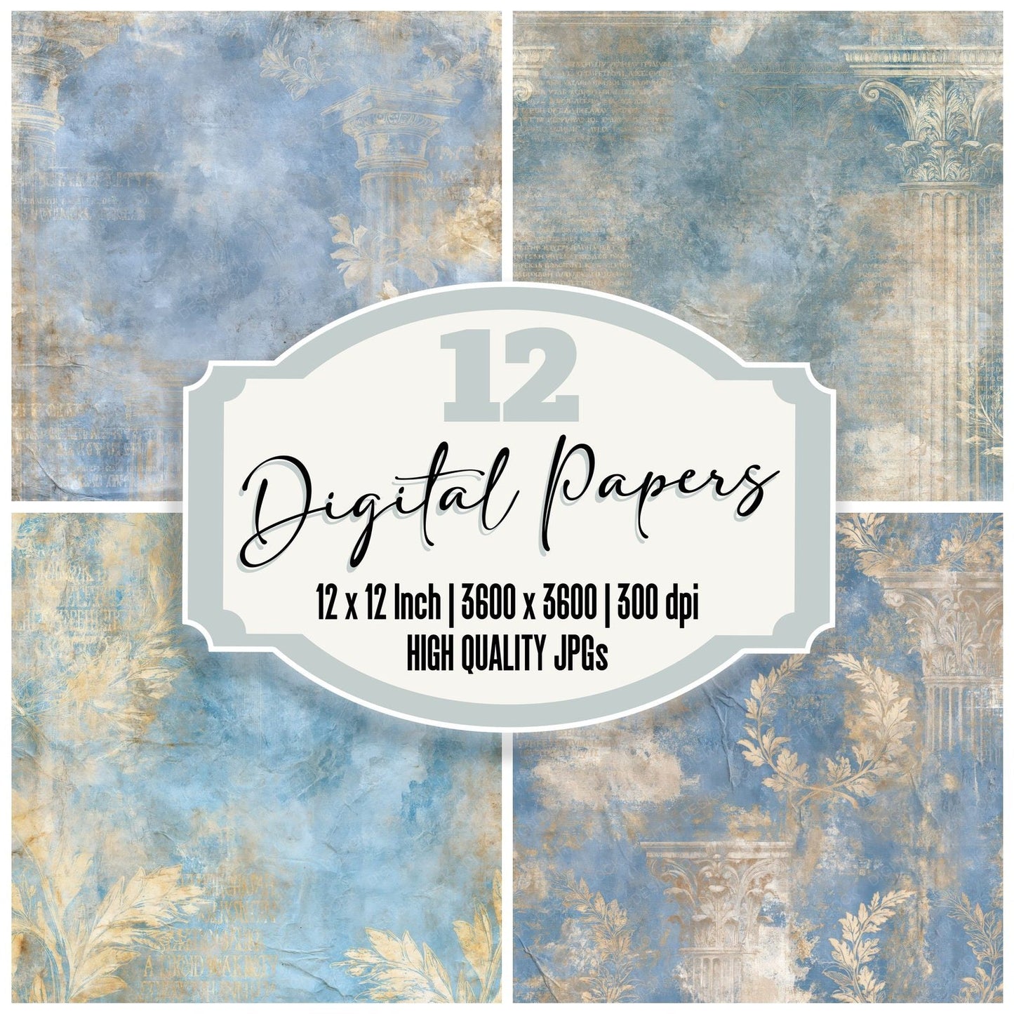 Greek Column Aegean Gold Digital Paper Pack (DDD016900)