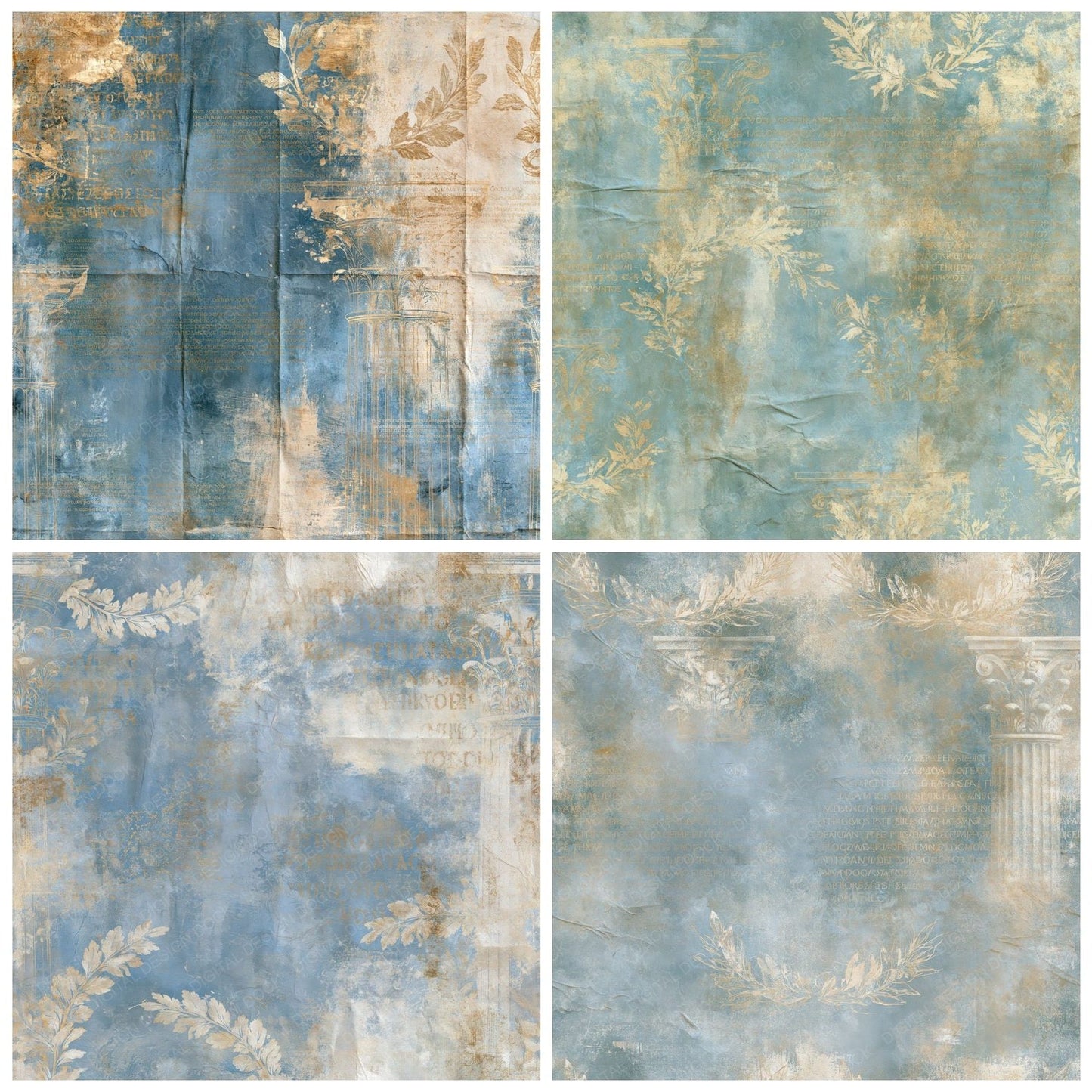 Greek Column Aegean Gold Digital Paper Pack (DDD016900)