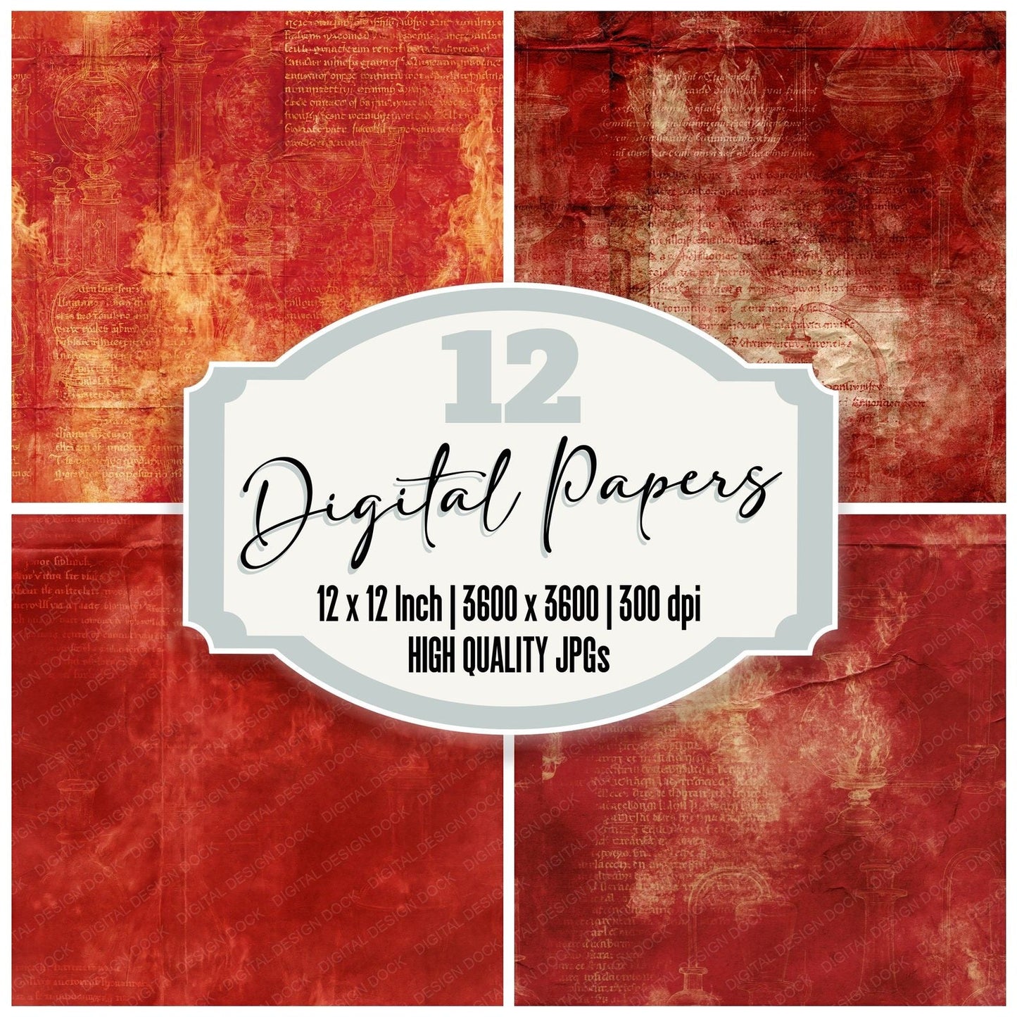 Alchemy Vessel Crimson Bronze Seamless Digital Paper Pack (DDD016907)