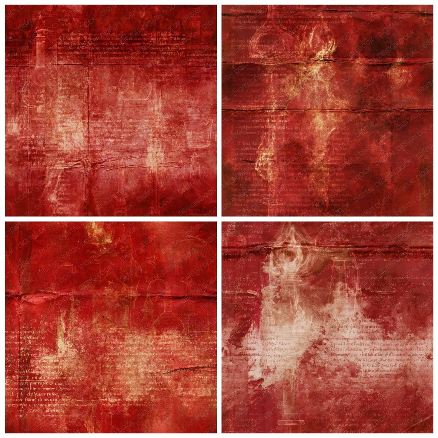 Alchemy Vessel Crimson Bronze Seamless Digital Paper Pack (DDD016907)