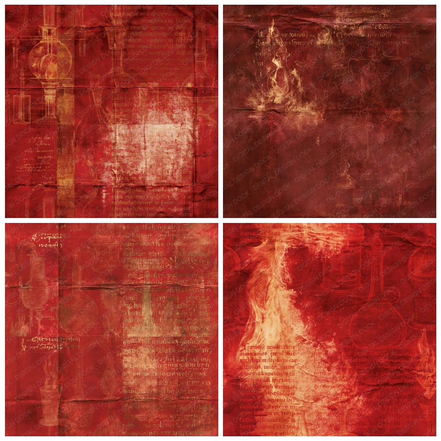 Alchemy Vessel Crimson Bronze Seamless Digital Paper Pack (DDD016907)