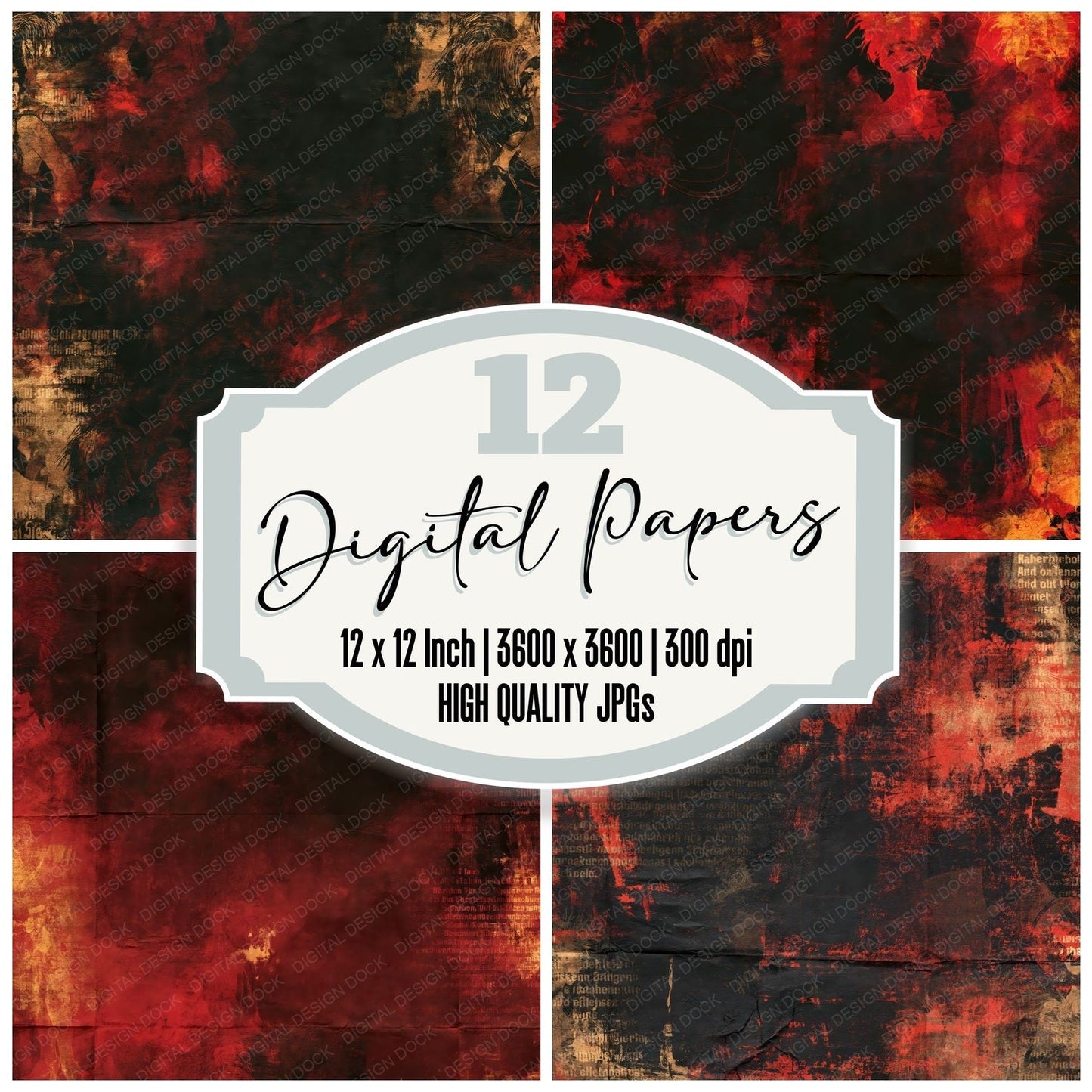 Cabaret Showgirl Black Scarlet Digital Paper Pack (DDD016908)